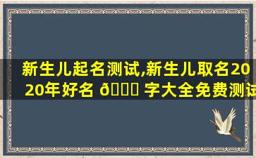新生儿起名测试,新生儿取名2020年好名 🕊 字大全免费测试